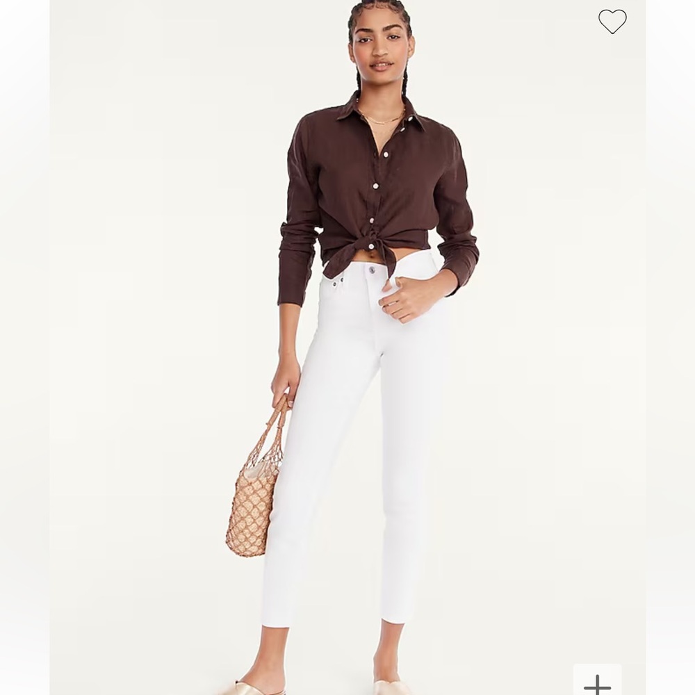 J Crew mid rise toothpick skinny white jeans